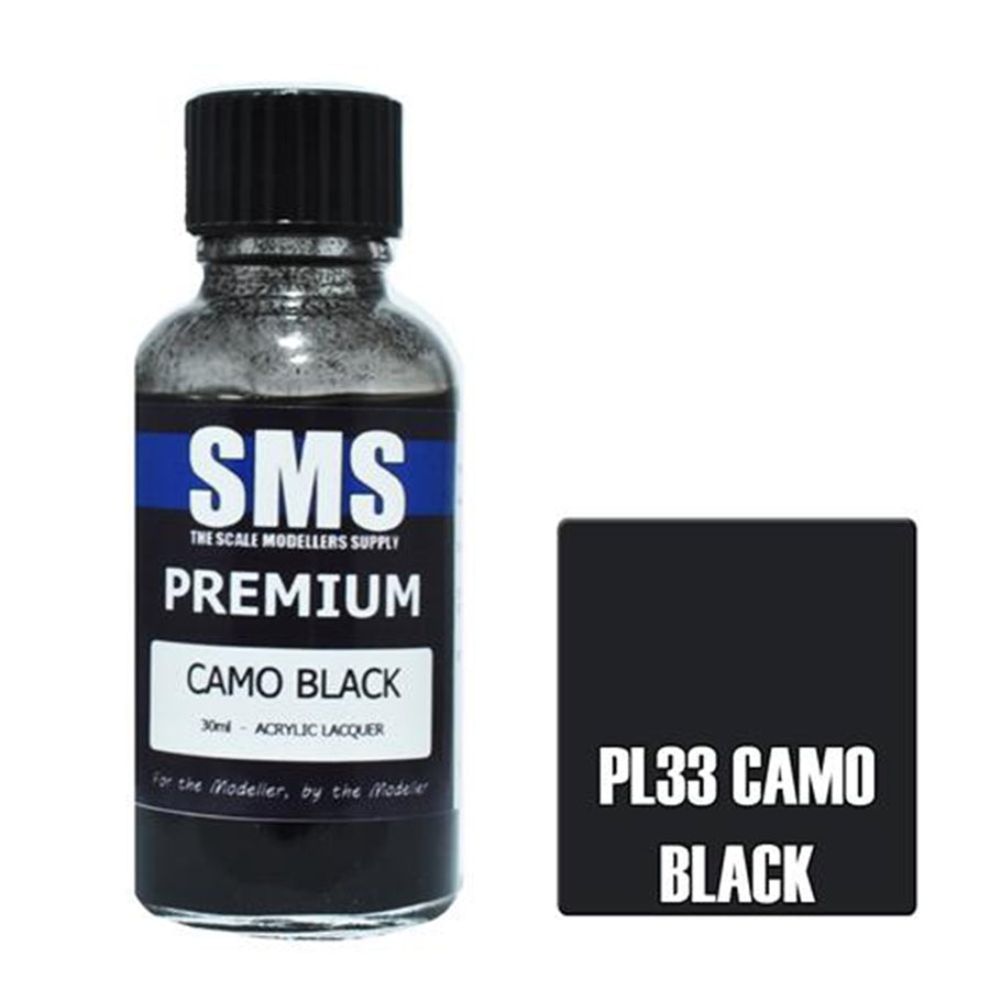 SMS PL33 - AIR BRUSH PAINT 30ML PREMIUM CAMO BLACK  ACRYLIC LACQUER SCALE MODELLERS SUPPLY