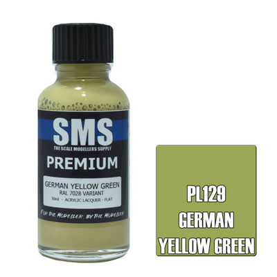SMS PL129 - AIR BRUSH FARBE 30ML PREMIUM DEUTSCH GELBGRÜN ACRYL LACK SCALE MODELLERS SUPPLY