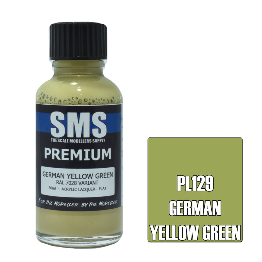 SMS PL129 - AIR BRUSH FARBE 30ML PREMIUM DEUTSCH GELBGRÜN ACRYL LACK SCALE MODELLERS SUPPLY