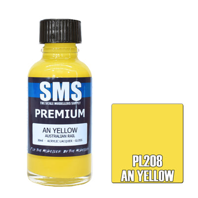 SMS PL208 - AIRBRUSHFARBE 30ML PREMIUM AN GELB ACRYL LACK MODELLBAUBEDARF