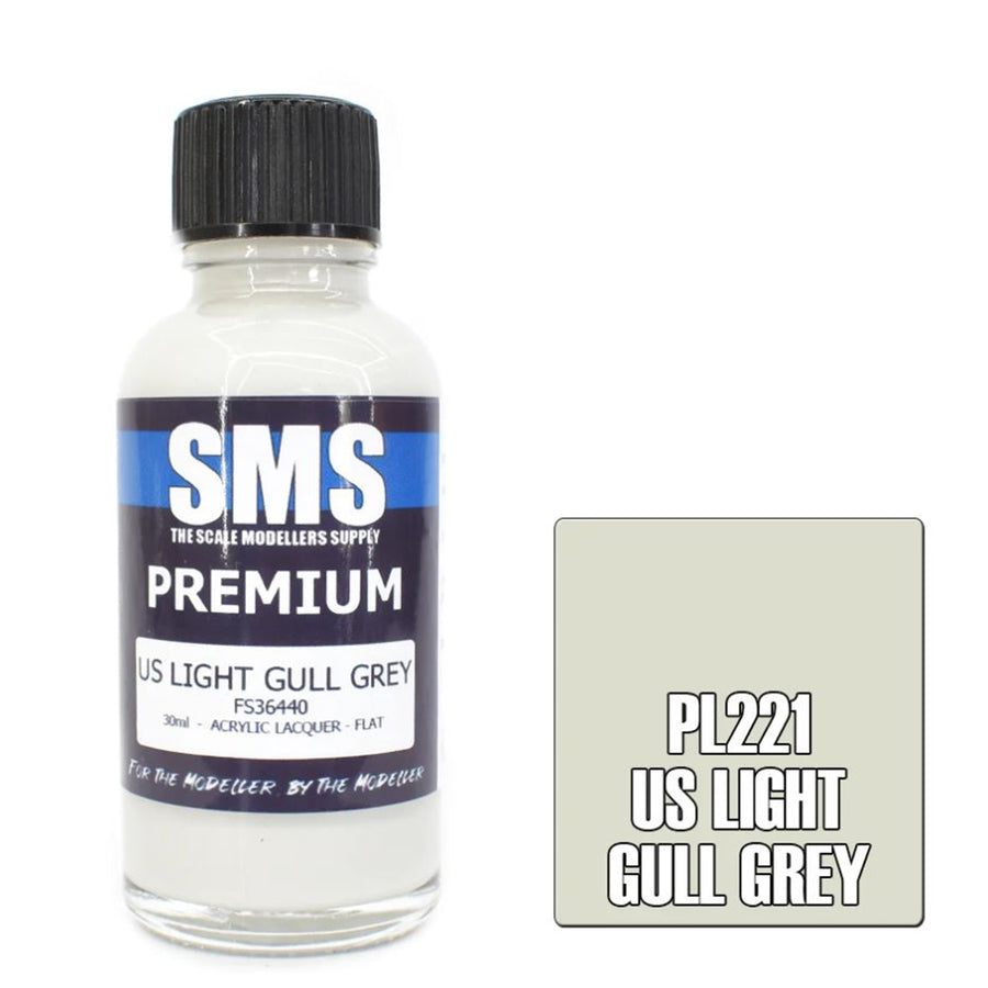 SMS PL221 - AIR BRISH PAINT 30ML PREMIUM US LIGHT GULL GREY ACRYLIC LACQUER SCALE MODELLERS SUPPLY