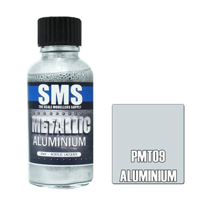 SMS AIR BRUSH PAINT 30ML METALLIC ALUMINIUM ACRYLIC LACQUER SCALE MODELLERS SUPPLY