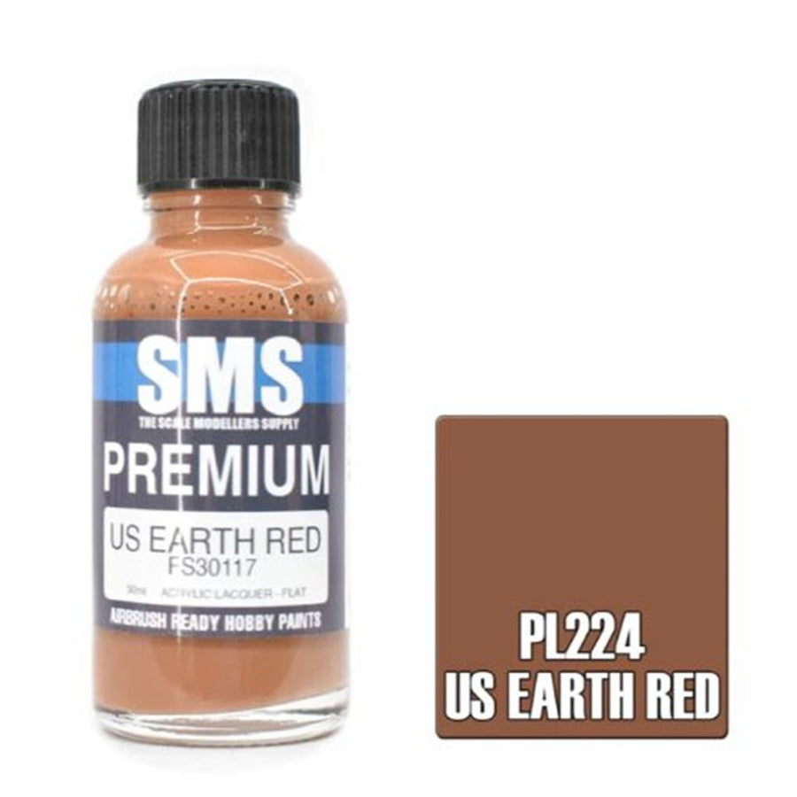 SMS PL224 - AIR BRUSH PAINT 30ML PREMIUM US EARTH RED ACRYLIC LACQUER SCALE MODELLERS SUPPLY
