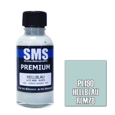 SMS PL190 - AIR BRUSH FARBE 30ML PREMIUM HELLBLAU RLM78 ACRYLHARZ LACK MODELLBAUER BEDARF