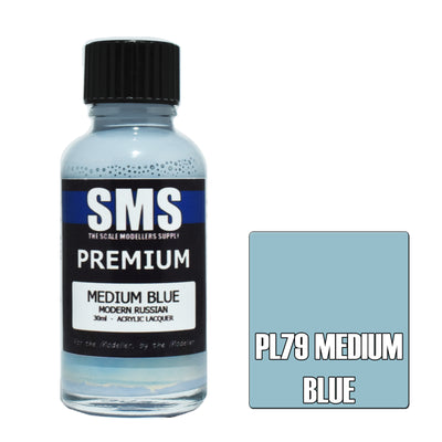 SMS PL79 - AIRBRUSHFARBE 30ML PREMIUM MITTELBLAU ACRYL LACK SCALE MODELLERS SUPPLY