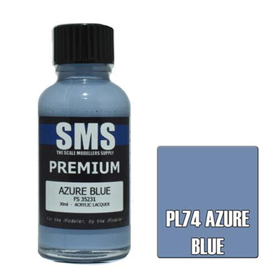 SMS PL74 - AIRBRUSHFARBE 30ML PREMIUM AZURBLAU ACRYLLACK MODELLBAUBEDARF