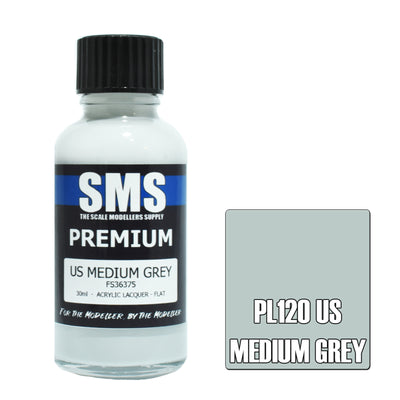 SMS AIR BRUSH PAINT 30ML PREMIUM US MEDIUM GREY ACRYLIC LACQUER SCALE MODELLERS SUPPLY