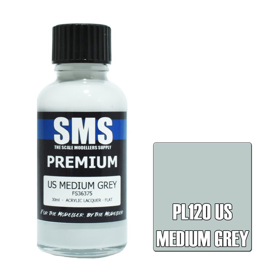 SMS AIR BRUSH PAINT 30ML PREMIUM US MEDIUM GREY ACRYLIC LACQUER SCALE MODELLERS SUPPLY
