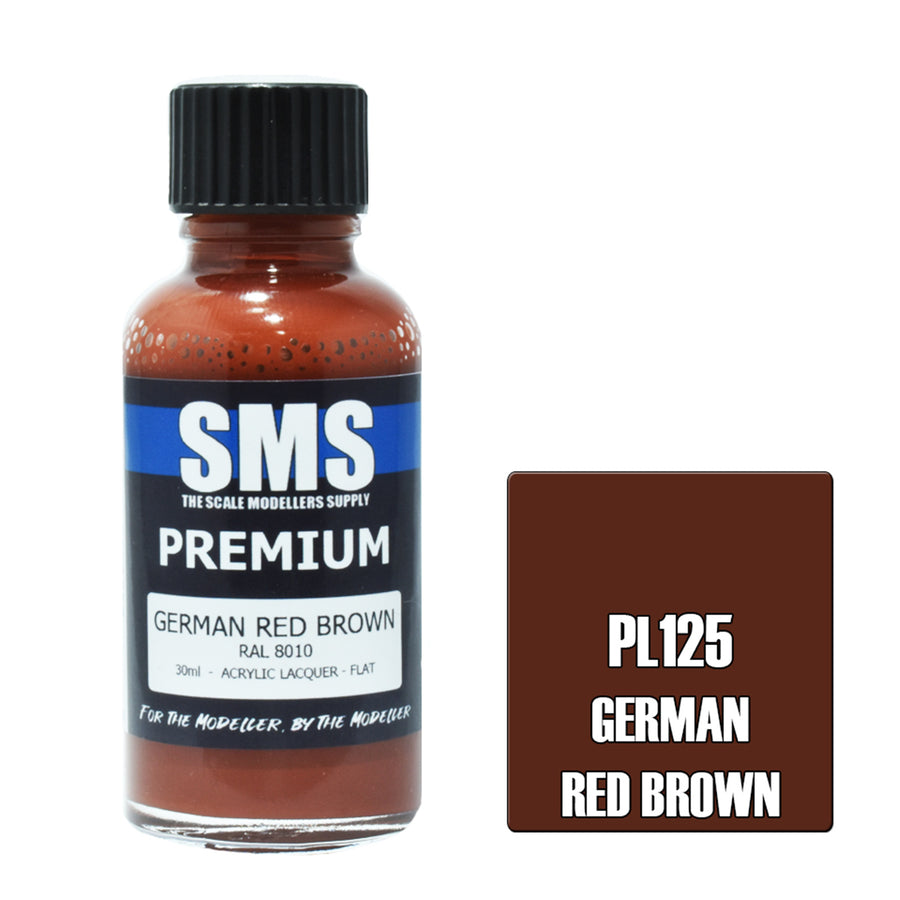 SMS PL125 - AIR BRUSH PAINT 30ML PREMIUM GERMAN RED BROWN  ACRYLIC LACQUER SCALE MODELLERS SUPPLY