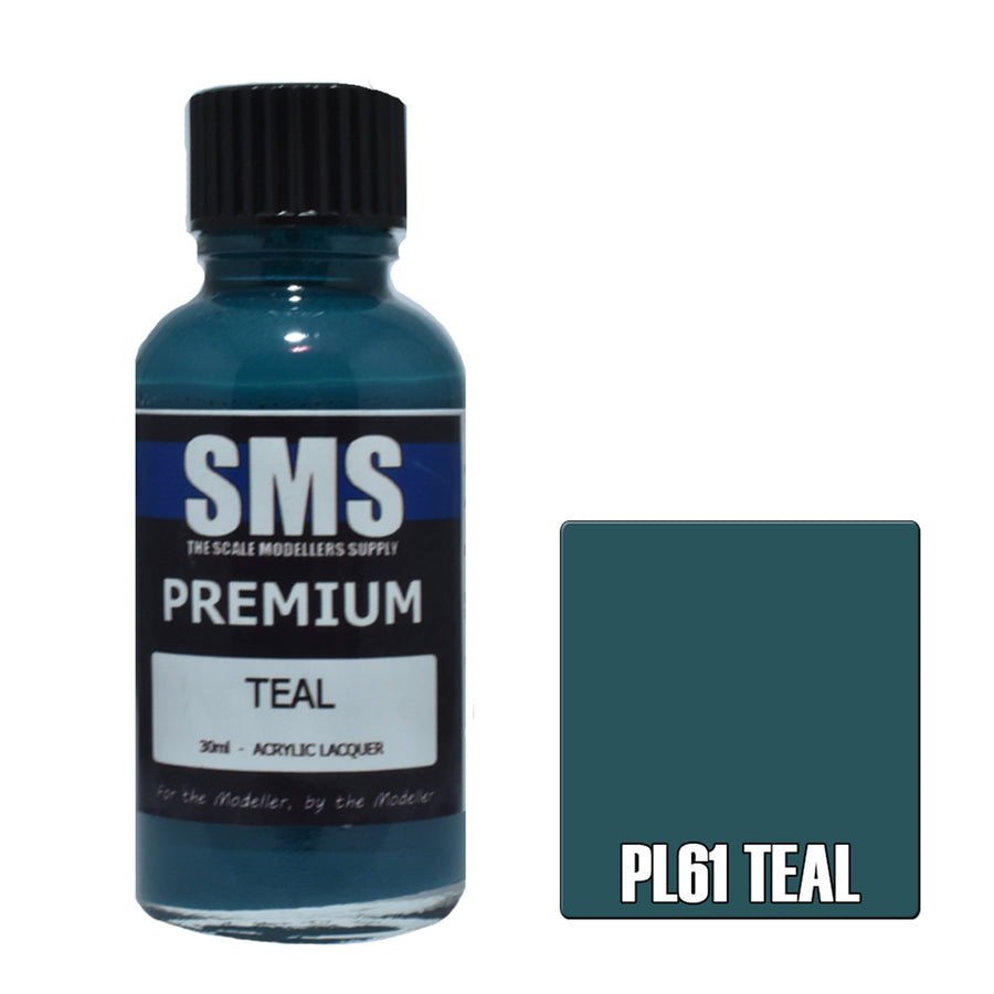 SMS PL61 - AIRBRUSH PAINT 30ML PREMIUM TEAL ACRYLIC LACQUER SCALE MODELLERS SUPPLY