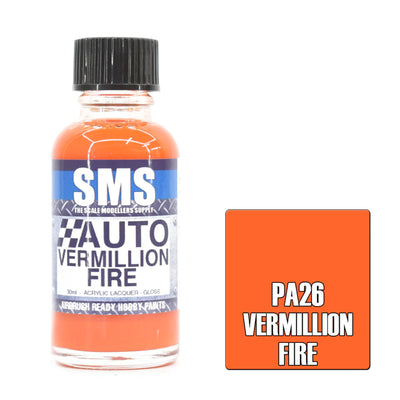 SMS AIR BRUSH PAINT 30ML VERMILLION FIRE ACRYLIC LACQUER SCALE MODELLERS SUPPLY