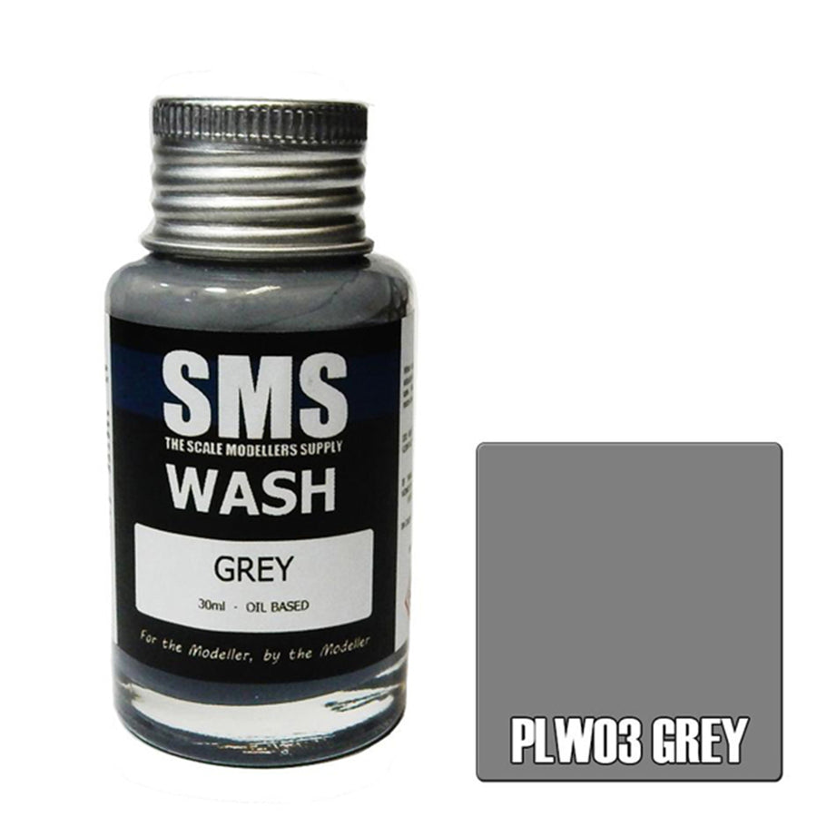 SMS PLW03 - AIRBRUSH PAINT 30ML WASH GREY SCALE MODELLERS SUPPLY