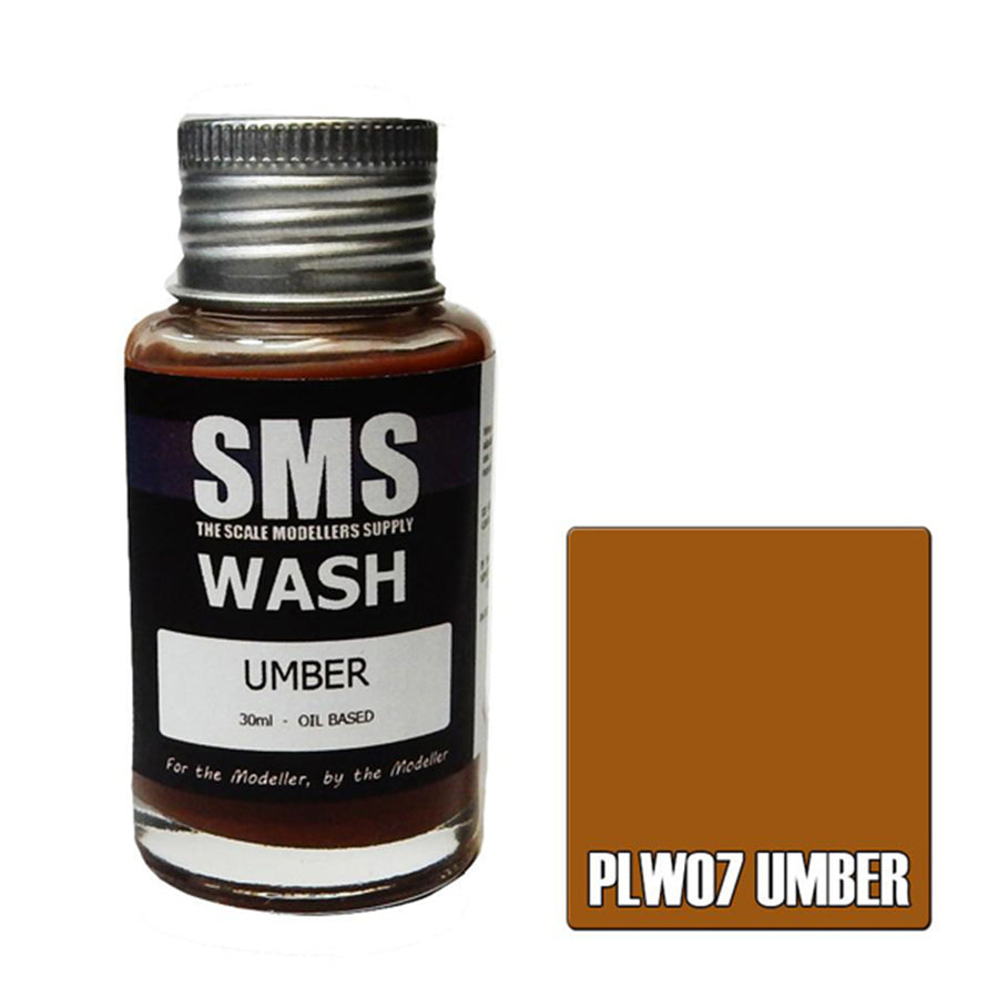 SMS PLW07 - AIRBRUSH PAINT 30ML WASH UMBER SCALE MODELLERS SUPPLY