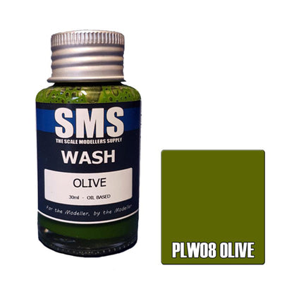 SMS PLW08 - AIRBRUSH PAINT 30ML WASH OLIVE SCALE MODELLERS SUPPLY