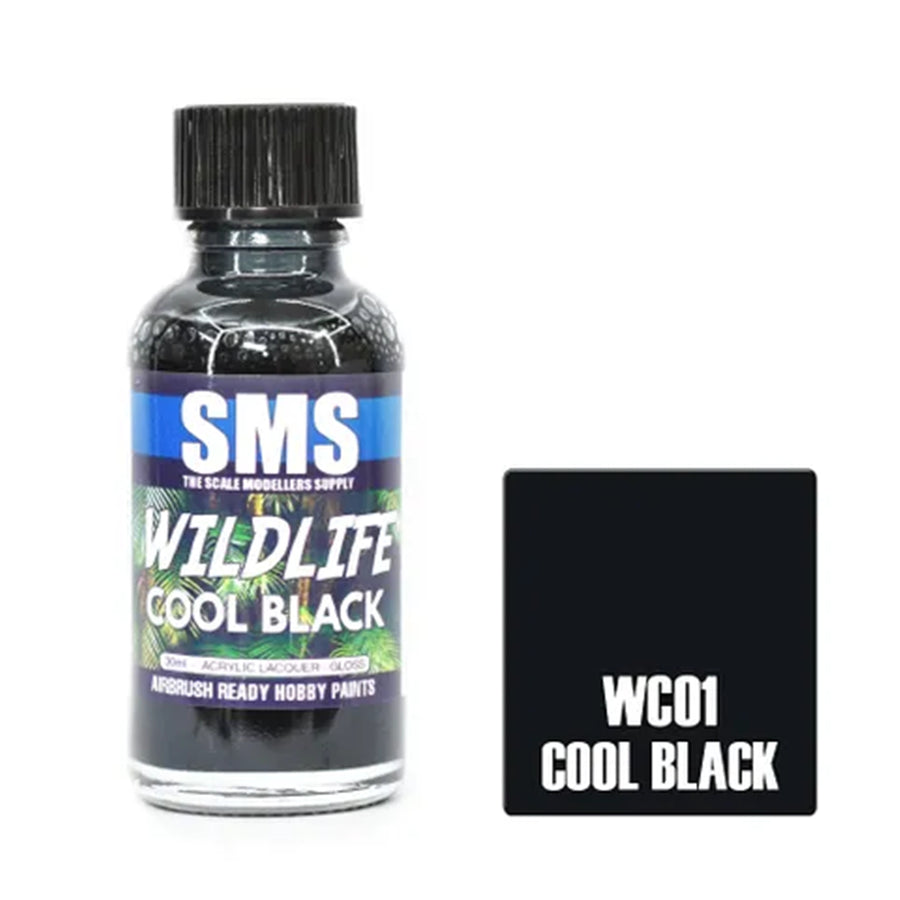 SMS WC01 - AIRBRUSH-FARBE 30ML COOL BLACK ACRYL HARZLACK FÜR MODELLBAUER