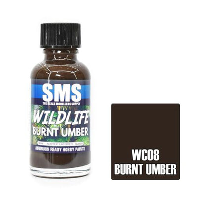 SMS WC08 - AIR BRUSH PAINT 30ML BURNT UMBER ACRYLIC LACQUER SCALE MODELLERS SUPPLY