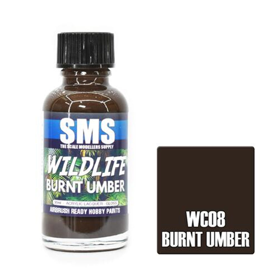 SMS WC08 - AIR BRUSH PAINT 30ML BURNT UMBER ACRYLIC LACQUER SCALE MODELLERS SUPPLY
