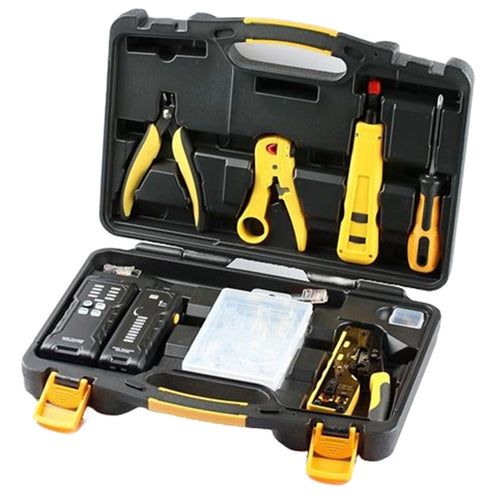 SPROTEK STK-9601A - 8 Piece Network Installation Kit Storage Case. Includes Punch Down Tool Tone