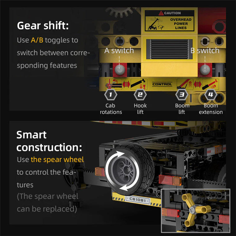 CaDA   Fully Functional Crane Truck RC Brick Model Kit
