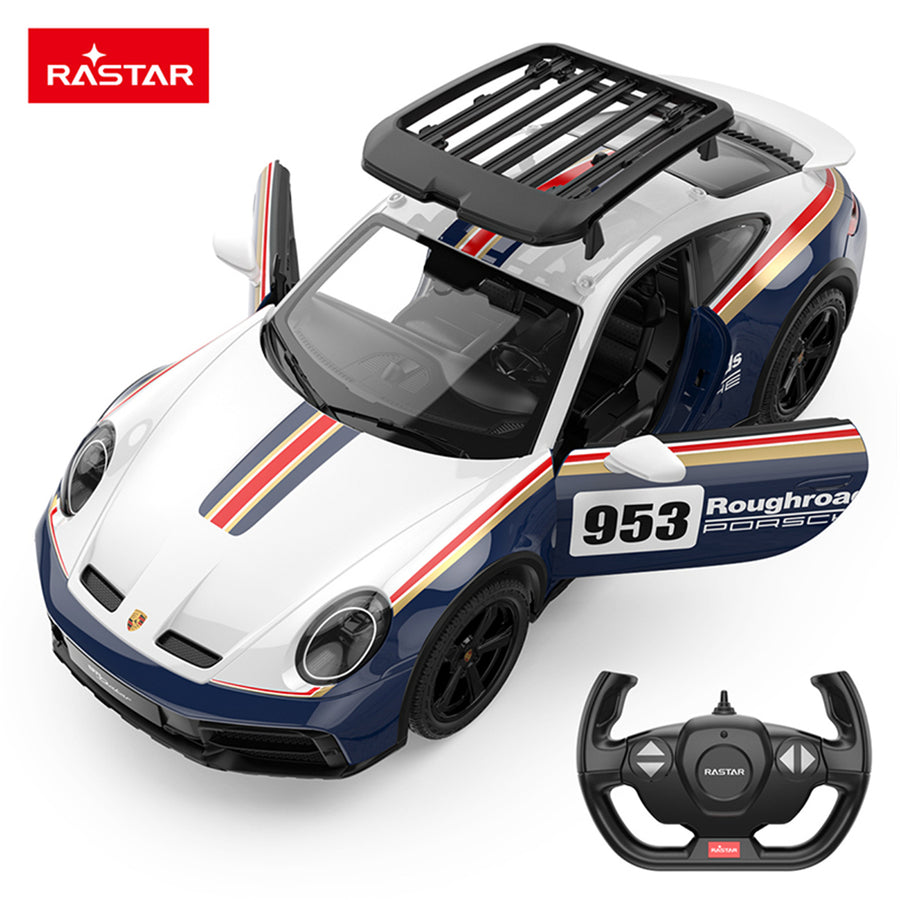 RASTAR 1:14 Blue Porsche 911 Dakar Performance 2.4GHz Remote R/C Car Official Authorization, Doors Can Be Opened Manually, LED Driving Lights. Batteries are NOT Included! Ages 6+!