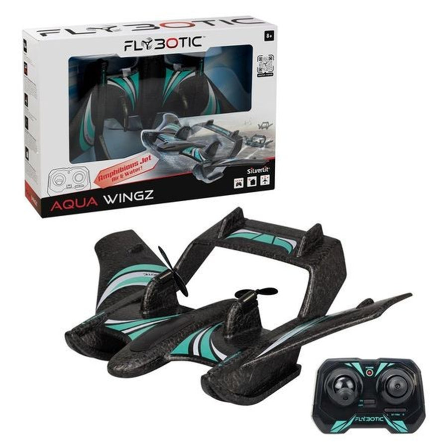 Silverlit FLYBOTIC Black Aqua Wingz, 2-Channel Drone, Amphibious Capabilities for Both Air and Water, Built-in LED lights, Durable and Lightweight EPP Foam, For Age 8+!