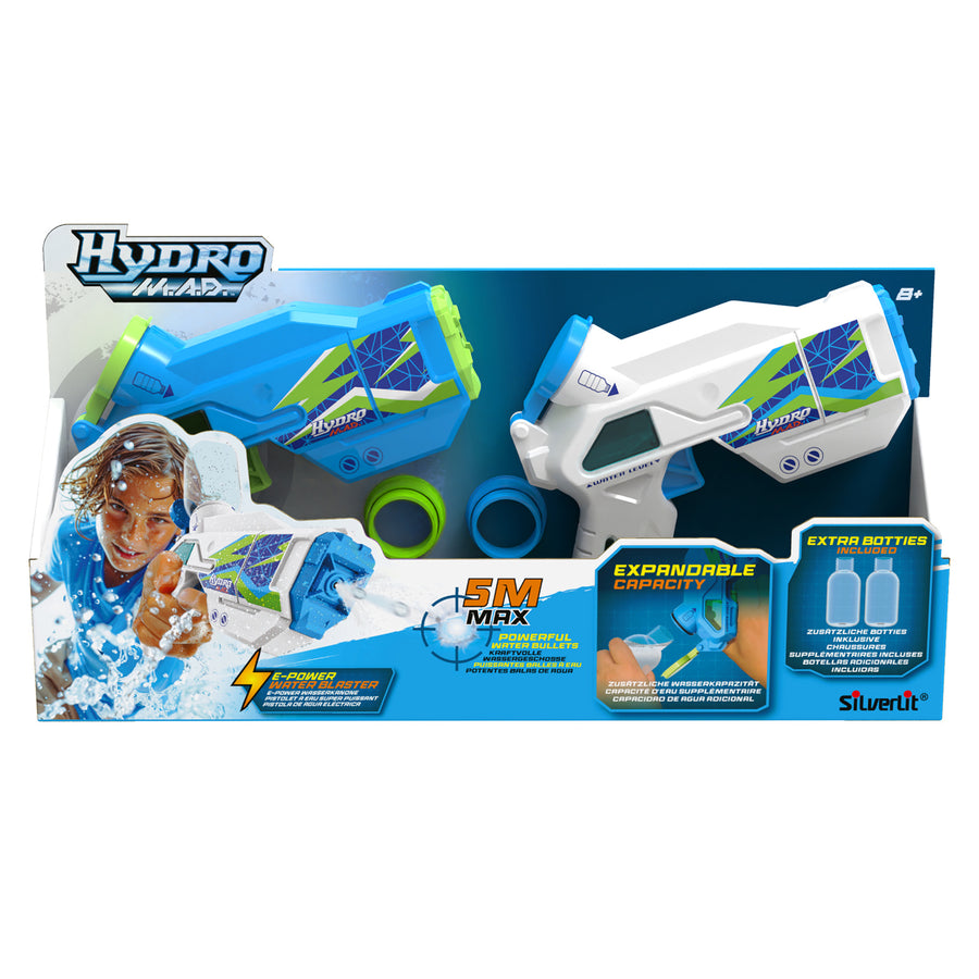 Silverlit HYDRO / SPINNER M.A.D. Mini Blaster Twin Pack Electric Water Blaster With Rechargeable Battery (included), USB Rechargeable, Up to 300ml Water Tank, Easy to use and quick to refill. For Ages 8+!