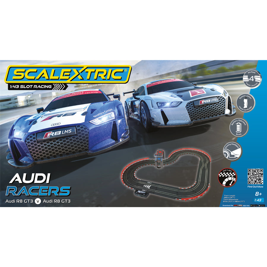 SCALEXTRIC Audi Racers Batteriebetriebenes Rennset 1:43 260cm, Für Alter 8+! Batterien NICHT enthalten