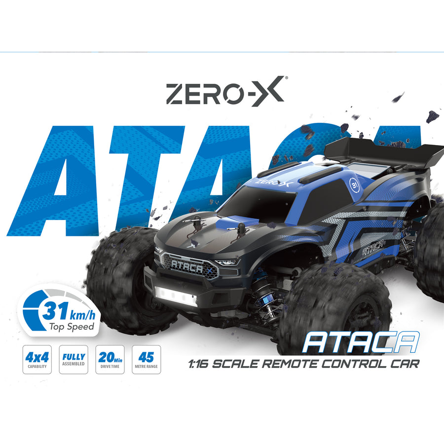 Zero-X 1:16 Blue & Black ATACA 4 x 4, Top Speed 31km/h Remote Car, 2.4GHz, 45m Range