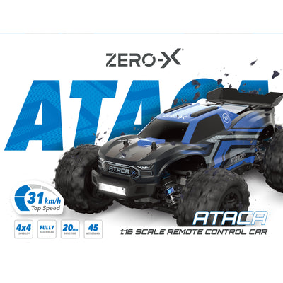 Zero-X 1:16 Blue & Black ATACA 4 x 4, Top Speed 31km/h Remote Car, 2.4GHz, 45m Range