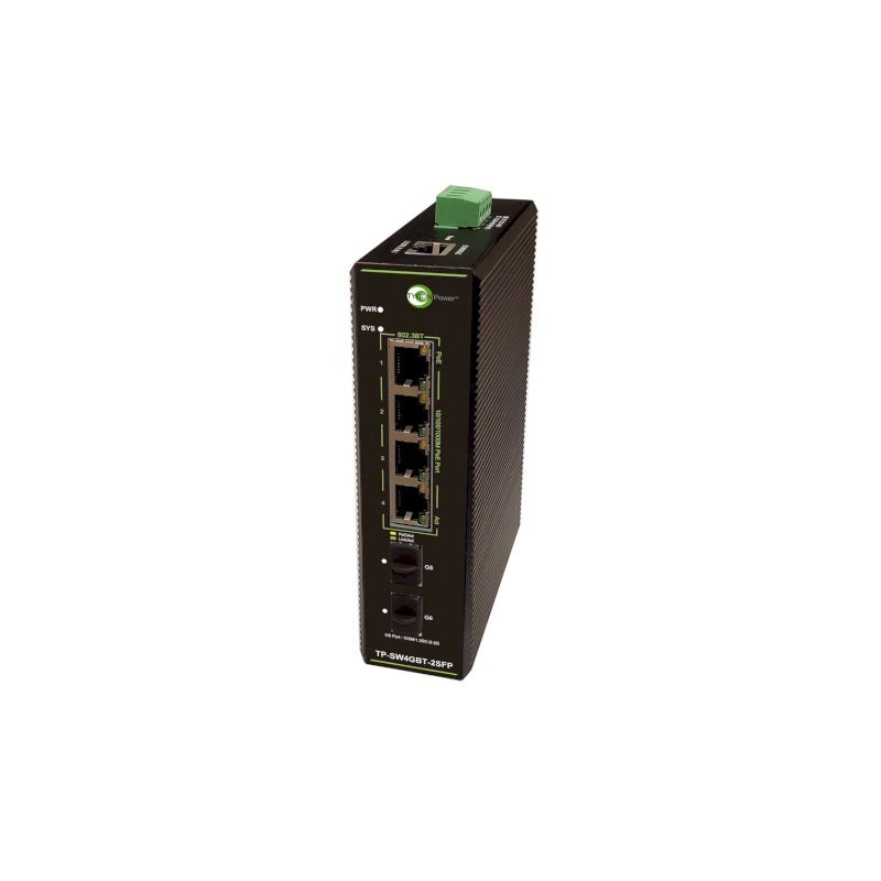 TP-SW4GBT-2SFP - Tycon Systems TP-SW4GBT-2SFP Industrial 4 port Gigabit 802.3at/bt PoE Switch with 2 x 2.5G SFP