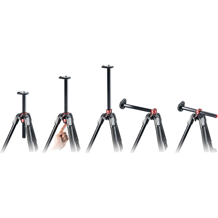 MT190XPRO4 - MANFROTTO 190 ALUMINIUM 4 SECTION TRIPOD WITH HORIZONTAL COL