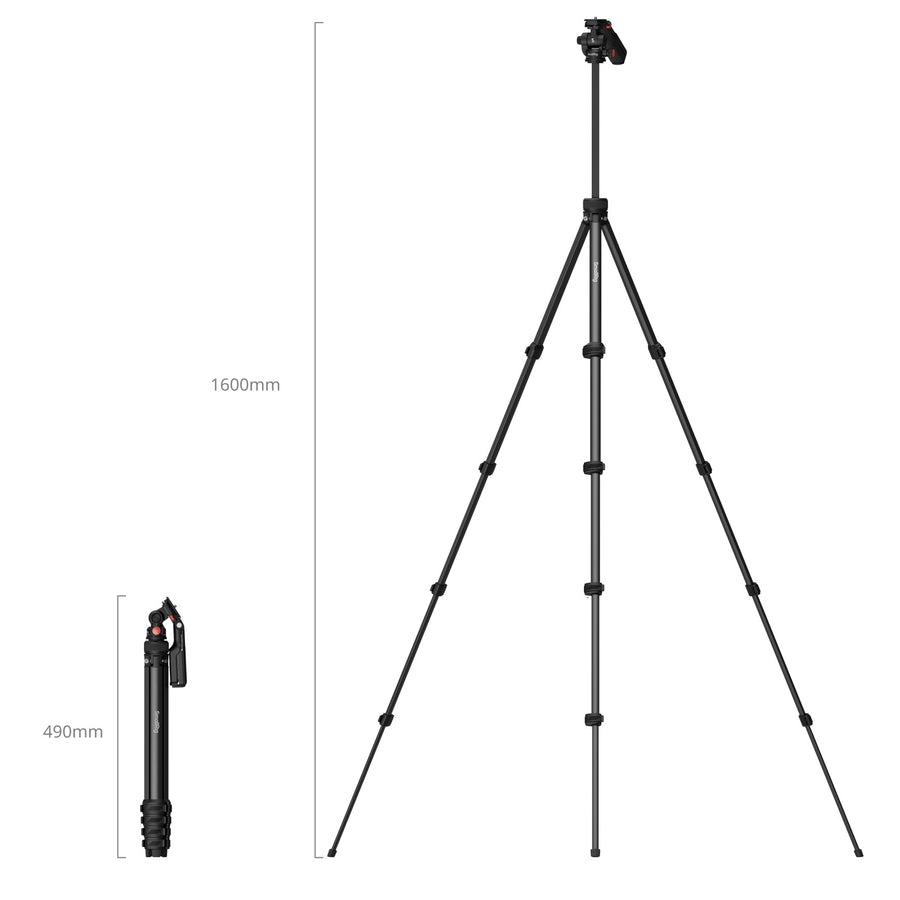 SmallRig Compact Aluminum Tripod with Phone Clamp One-Touch Quick Release Button, 2-in-1 Convertible Handle