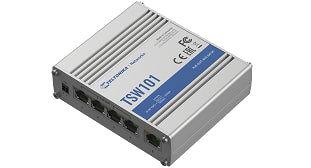 Teltonika TSW101 - TSW101 4+1 port gigabit unmanaged DC to 802.3af/at PoE Switch for 9V to 30V Solar and Automotive Applications
