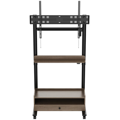 FlexiSpot 37"-100" Motorized TV Cart Mobile Trolley - Single Motor  - 2 Stage Cylindrical Column - Height Range 1145-1590mm - Max Load 80kg - BLACK/WALNUT