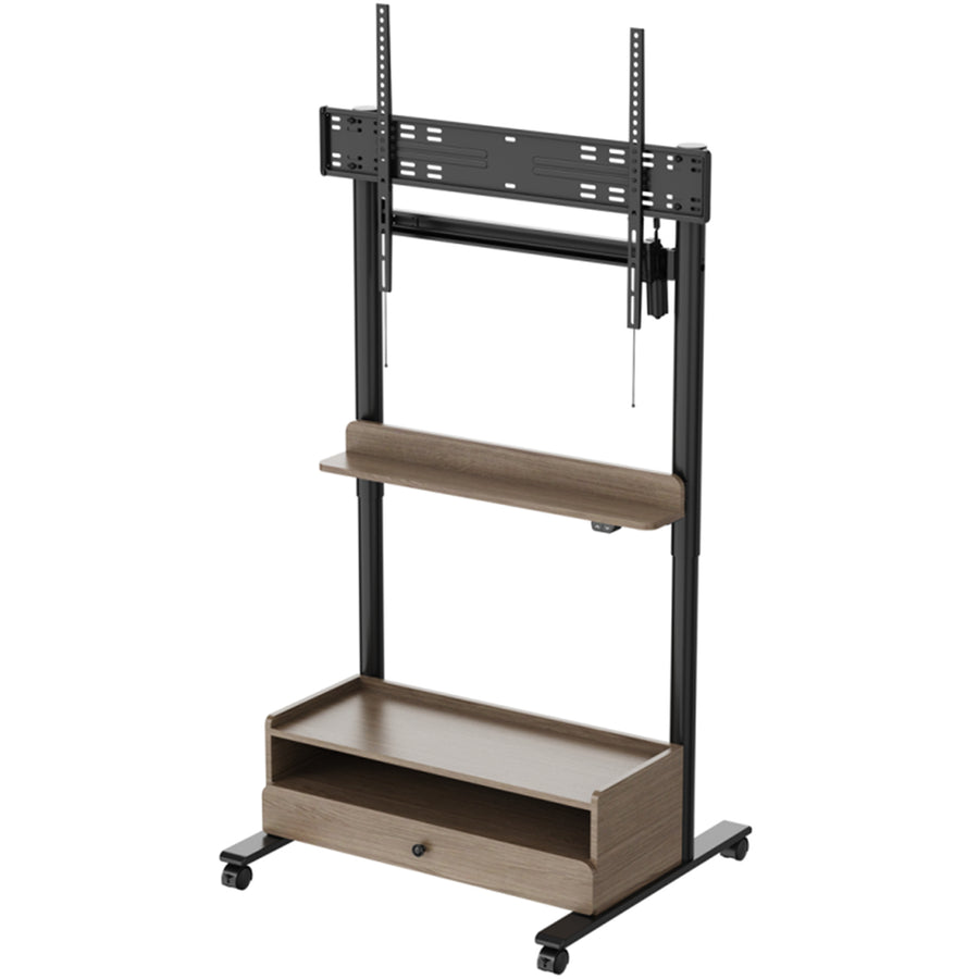 FlexiSpot 37"-100" Motorized TV Cart Mobile Trolley - Single Motor  - 2 Stage Cylindrical Column - Height Range 1145-1590mm - Max Load 80kg - BLACK/WALNUT