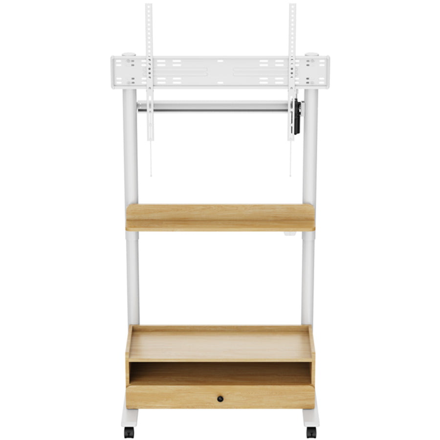 FlexiSpot 37"-100" Motorized TV Cart Mobile Trolley - Single Motor  - 2 Stage Cylindrical Column - Height Range 1145-1590mm - Max Load 80kg -  WHITE/MAPLE