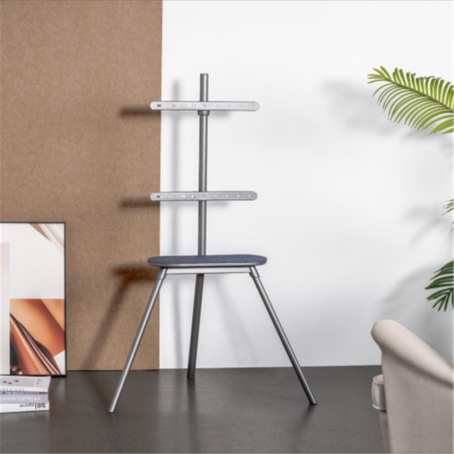KONIC 42"-65" Tripod Stylish Easel Studio TV Floor Stands With Felt Shelf - Weight Capacity 40kg - Swivel Range +70~-70 - Max VESA 400X400mm
