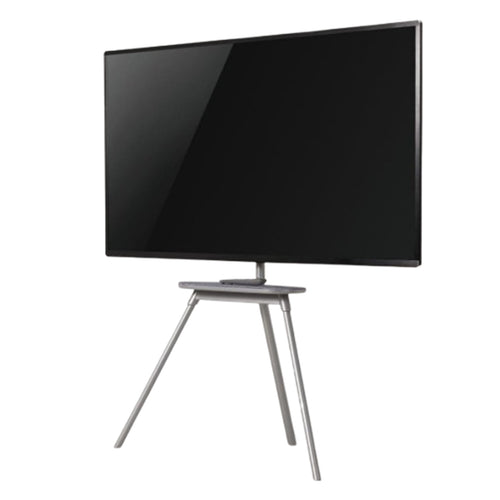 KONIC 42"-65" Tripod Stylish Easel Studio TV Floor Stands With Felt Shelf - Weight Capacity 40kg - Swivel Range +70~-70 - Max VESA 400X400mm