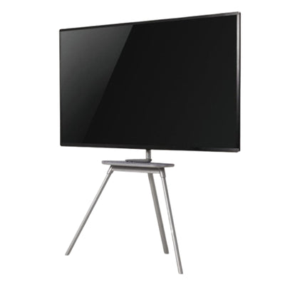 KONIC 42"-65" Tripod Stylish Easel Studio TV Floor Stands With Felt Shelf - Weight Capacity 40kg - Swivel Range +70~-70 - Max VESA 400X400mm