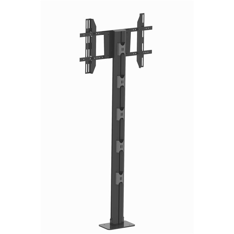 Koford 30"-60" TV Fixed Floor Mount Stand For Digital Signage Display  - Max Load 60kg - VESA 700x400mm - Portait & Landscape Display Installation - Height Adjustable with Max Height 1.8m - Cable Management - Black