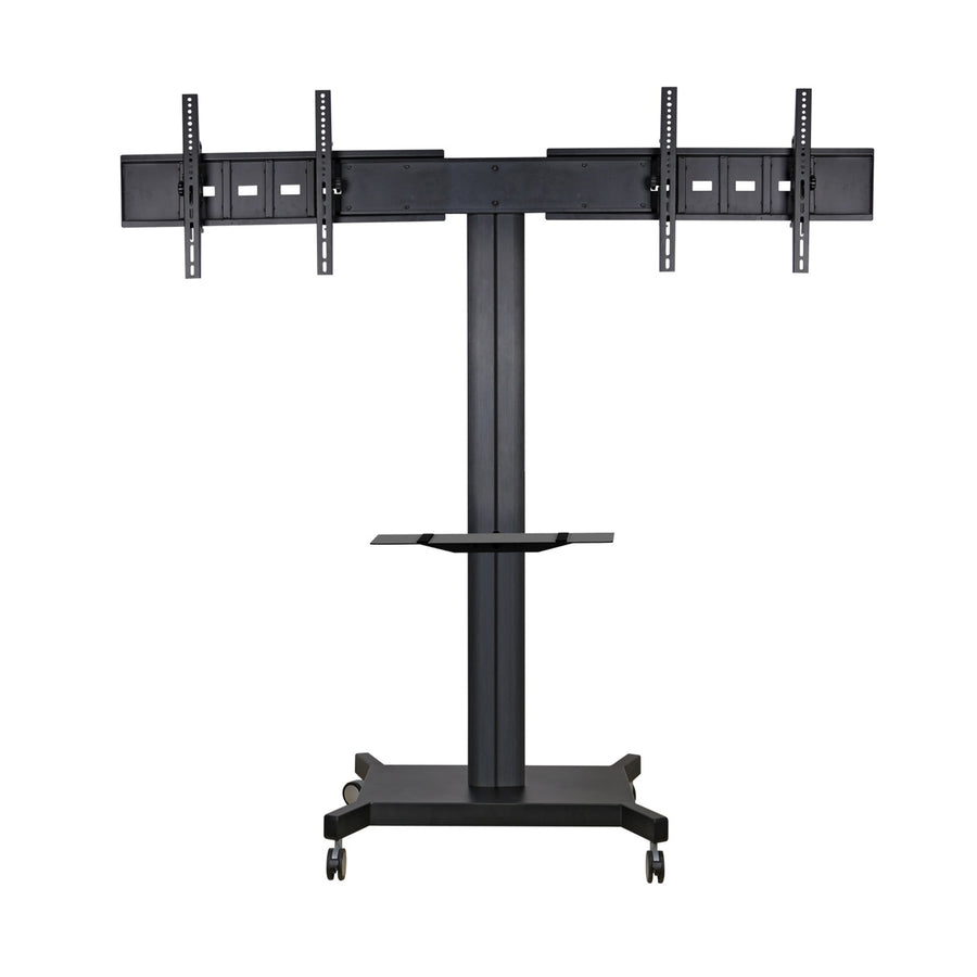 Koford AVA202F Koford AVA202F 30"-65" Dual TV Video Conference Trolley Mobile Cart - With Tray - VESA 800x400mm - Max Load 40kgs Per Mount - Black - Height Adjustable up to 1.8m