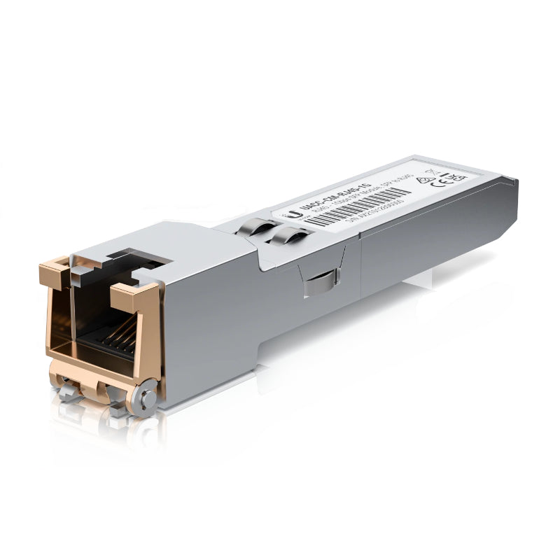 Ubiquiti UACC-CM-RJ45-1G - SFP to RJ45 transceiver module that delivers 1 Gbps speed via a converted copper Ethernet connection