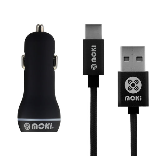 MOKI Recharge ACC-MSTCCAR - Moki Braided USB-C SynCharge Cable + Car
