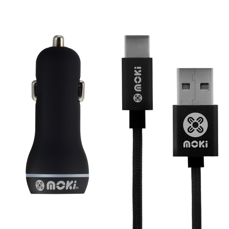 MOKI Recharge ACC-MSTCCAR - Moki Braided USB-C SynCharge Cable + Car
