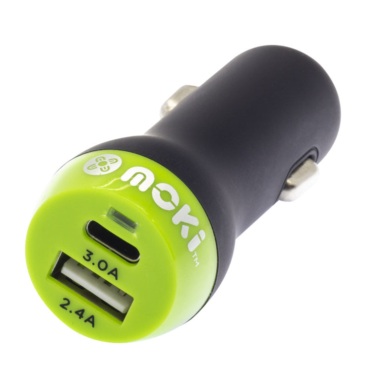 MOKI Recharge ACC-MTCCP - Moki Car Charger + (USB-C + USB) 3.0 RapidCharge - Black