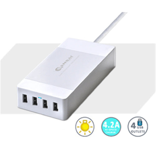 Sansai PAD-4033 4.8A USB x4 Charging Station 4 Port USB Charging Station with Hub Universal Compatibility