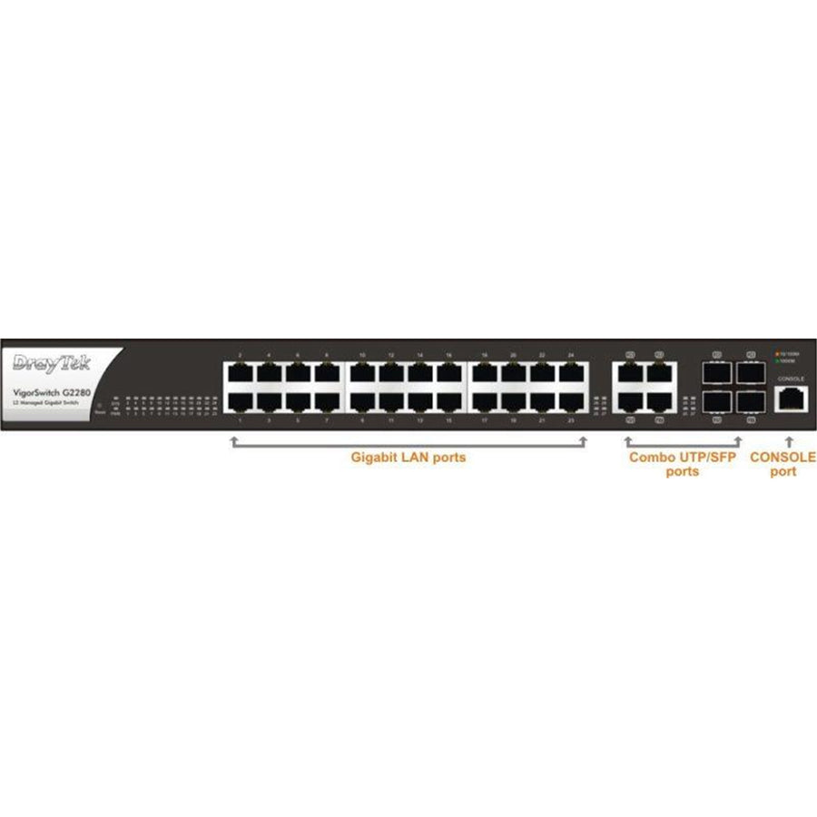 DrayTek G2280X - 28-Port Gigabit Managed Switch 24 Copper (RJ45) 4 SFP