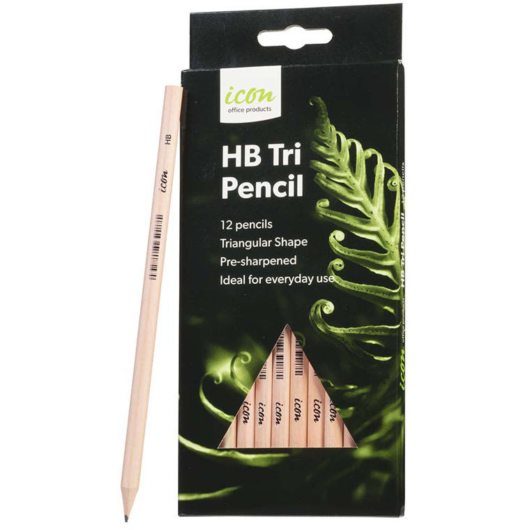 Okin IHBP12T - Icon HB Pencil Triangular Natural, Pack of 12