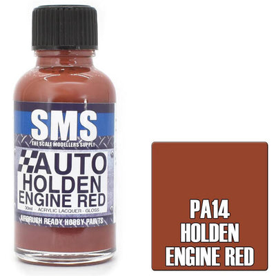 SMS PA14 - AIRBRUSHFARBE 30ML AUTO-LACK HOLDEN ENGINE RED SCALE MODELLERS SUPPLY