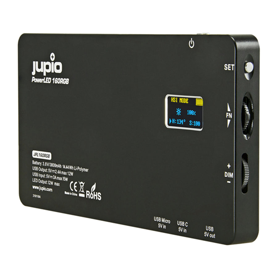 JPL160RGB - JUPIO POWERLED 160 RGB LED LIGHT / POWER BANK WITH BUILT-IN BATTERY 3800MAH